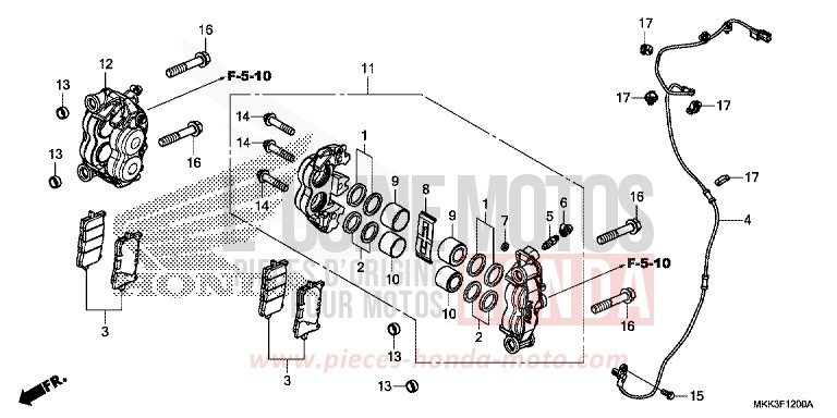 VORDERRAD-BREMSSATTEL von Africa Twin PEARL GLARE WHITE (NHB53HA) von 2018